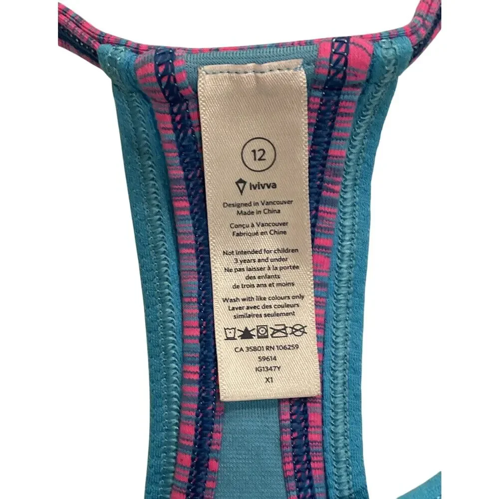 ivivva by Lululemon Girls Blue & Pink Double Dutch Tank Top Size 12 - EUC